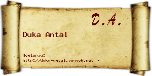 Duka Antal névjegykártya
